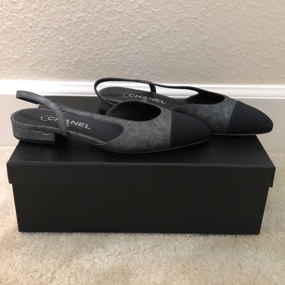 Chanel Slingback 37 size 7 Lambskin/Grosgrain - Picture 4 of 8